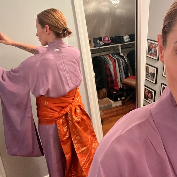 Genuine Japanese kimono with obi - Picture 4 of 5